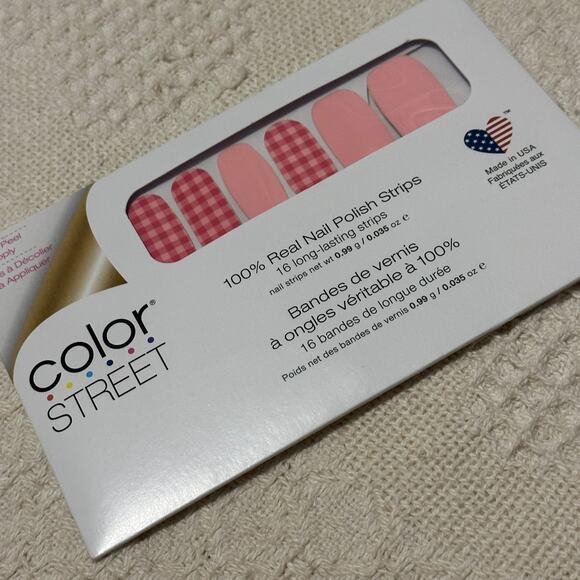 Color Street Pink Nail Polish Strips What the Check Gel Gingham - Picture 1 of 3
